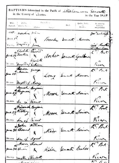 Example of a parish birth register