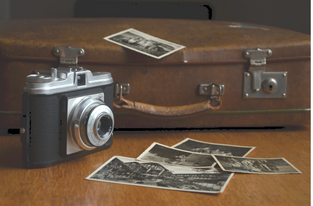 Photo of camera and case and photograph
